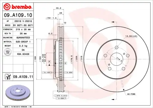 спирачен диск BREMBO 09.A109.10