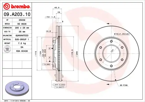 спирачен диск BREMBO 09.A203.10