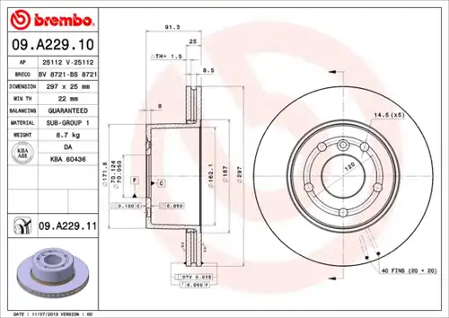 спирачен диск BREMBO 09.A229.10