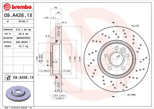 спирачен диск BREMBO 09.A426.1X