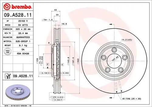 спирачен диск BREMBO 09.A528.11