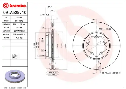 спирачен диск BREMBO 09.A529.10