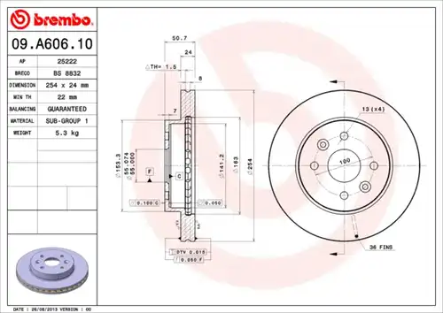 спирачен диск BREMBO 09.A606.10