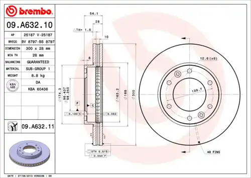 спирачен диск BREMBO 09.A632.11