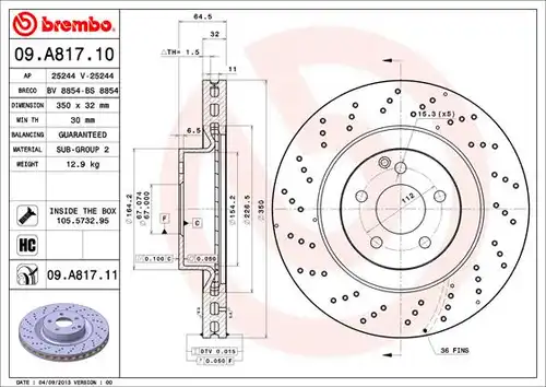 спирачен диск BREMBO 09.A817.11