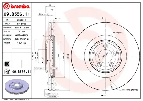 спирачен диск BREMBO 09.B556.11