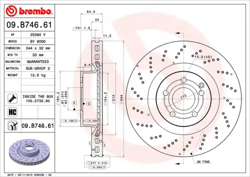 спирачен диск BREMBO 09.B746.61