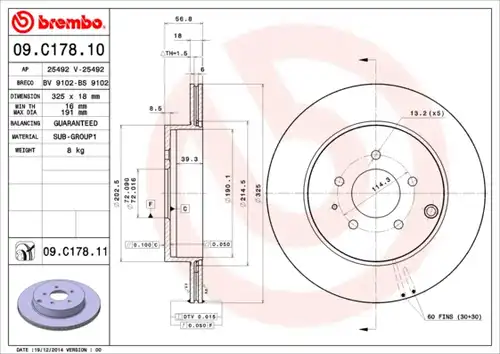 спирачен диск BREMBO 09.C178.11