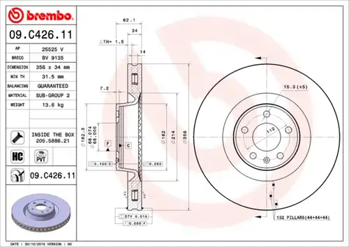 спирачен диск BREMBO 09.C426.11