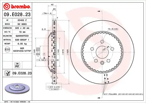 спирачен диск BREMBO 09.E028.23