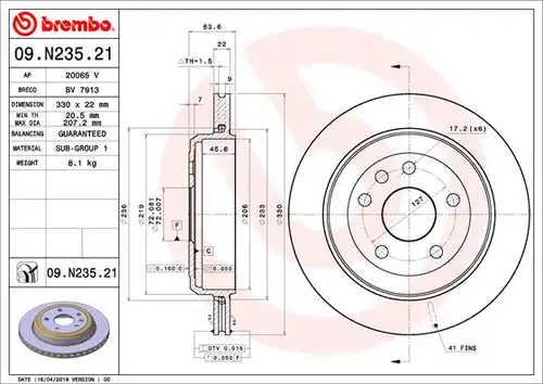 спирачен диск BREMBO 09.N235.21