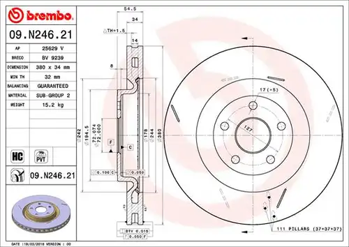 спирачен диск BREMBO 09.N246.21