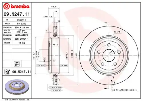 спирачен диск BREMBO 09.N247.11