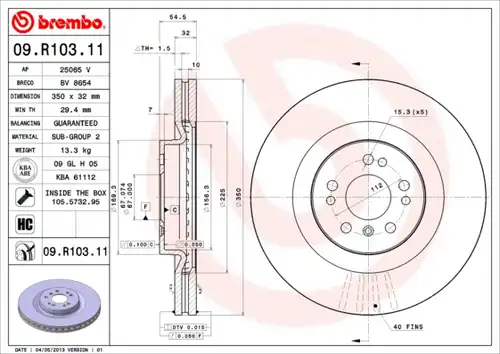 спирачен диск BREMBO 09.R103.11