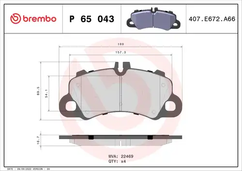 накладки BREMBO P 65 043