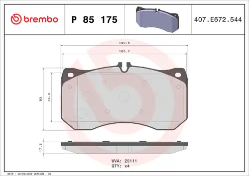 накладки BREMBO P 85 175