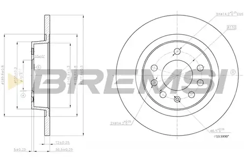 спирачен диск BREMSI CD7943S