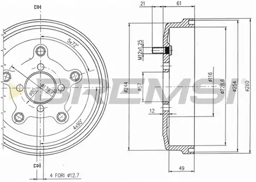 спирачен барабан BREMSI CR5521