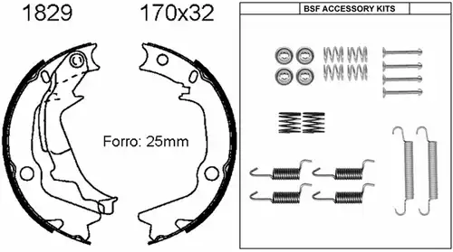 комплект спирачна челюст, ръчна спирачка BSF 01829K