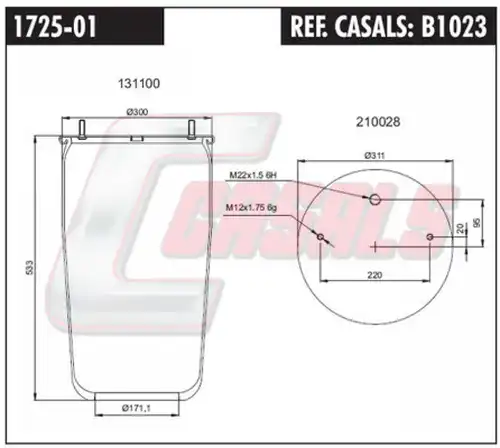 маншон, въздушно окачване CASALS B1023