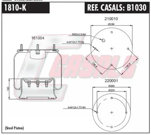 маншон, въздушно окачване CASALS B1030