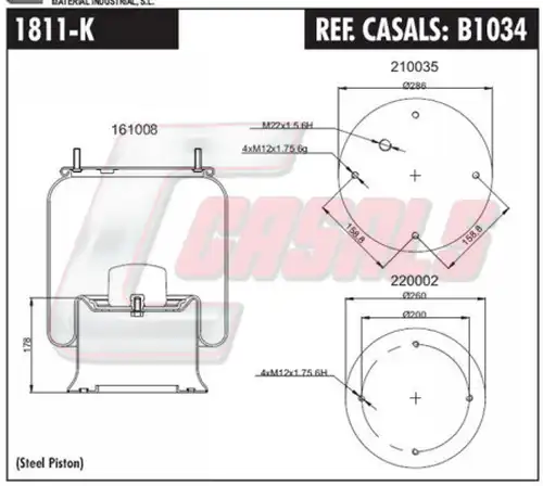 маншон, въздушно окачване CASALS B1034