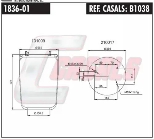 маншон, въздушно окачване CASALS B1038