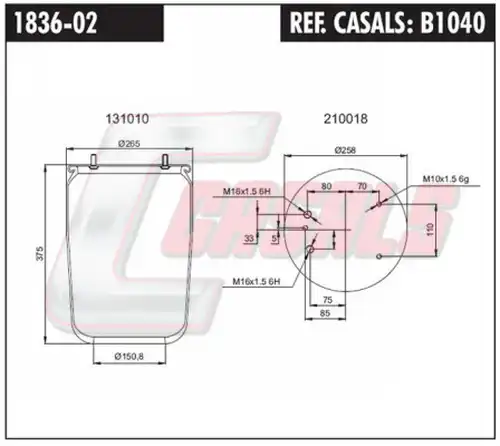 маншон, въздушно окачване CASALS B1040