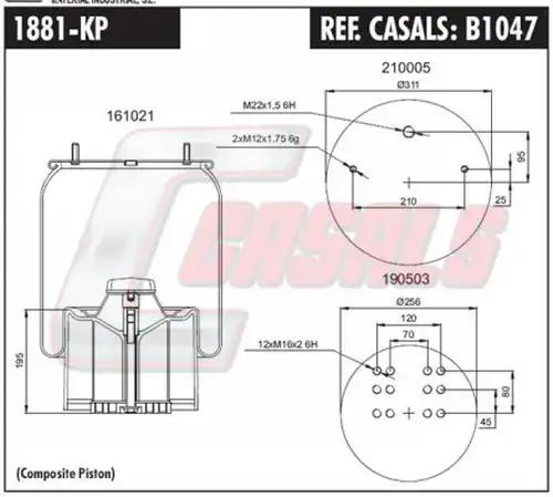 маншон, въздушно окачване CASALS B1047