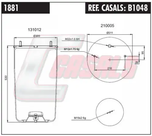 маншон, въздушно окачване CASALS B1048