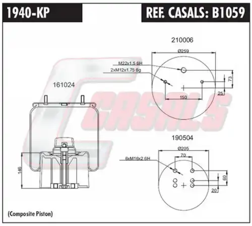 маншон, въздушно окачване CASALS B1059