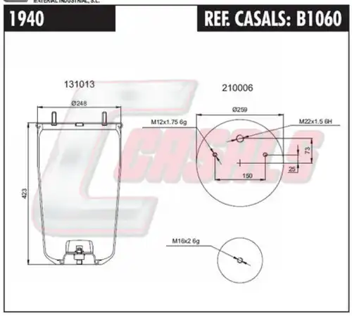 маншон, въздушно окачване CASALS B1060