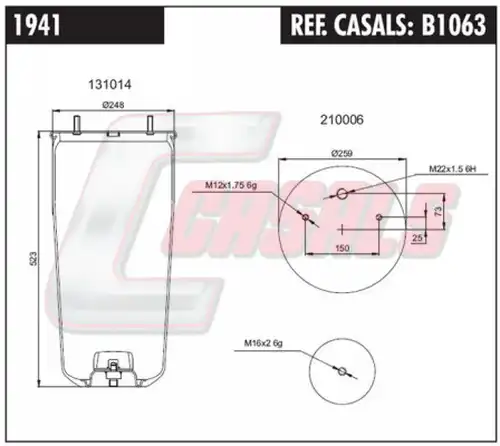 маншон, въздушно окачване CASALS B1063