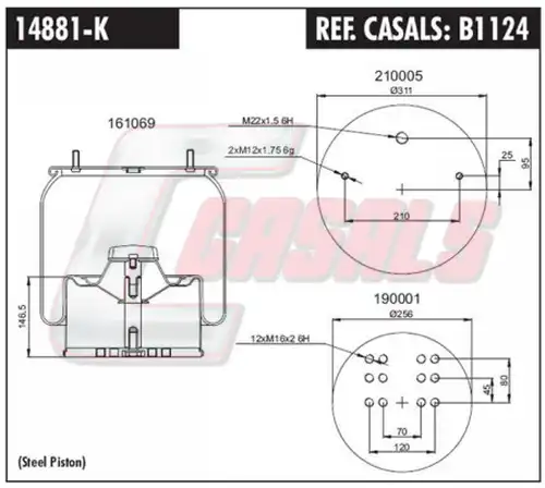 маншон, въздушно окачване CASALS B1124