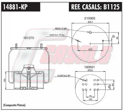 маншон, въздушно окачване CASALS B1125