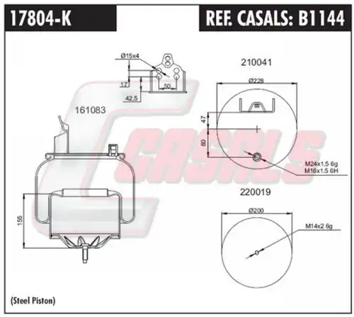 маншон, въздушно окачване CASALS B1144