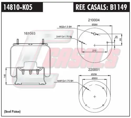 маншон, въздушно окачване CASALS B1149