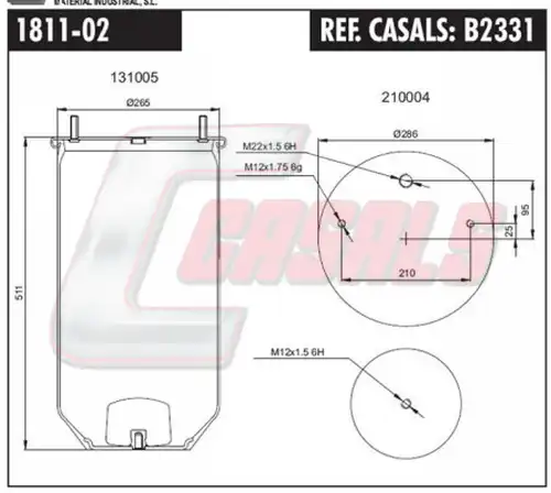 маншон, въздушно окачване CASALS B2331