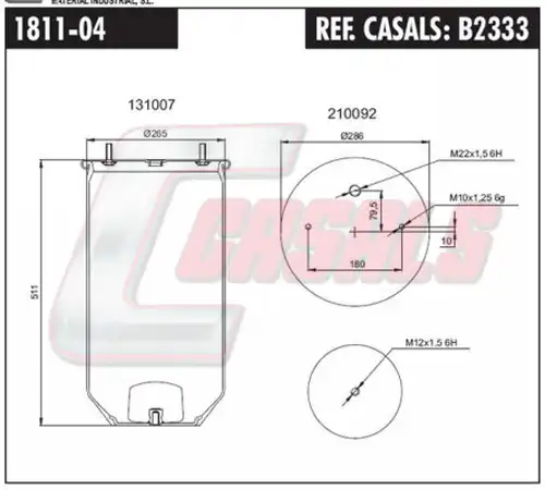 маншон, въздушно окачване CASALS B2333