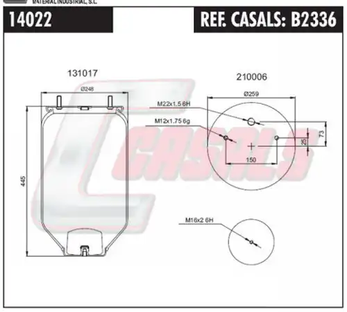 маншон, въздушно окачване CASALS B2336