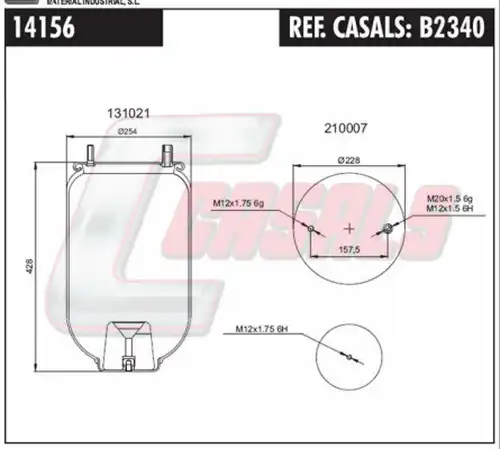 маншон, въздушно окачване CASALS B2340