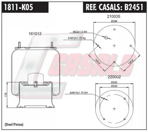 маншон, въздушно окачване CASALS B2451