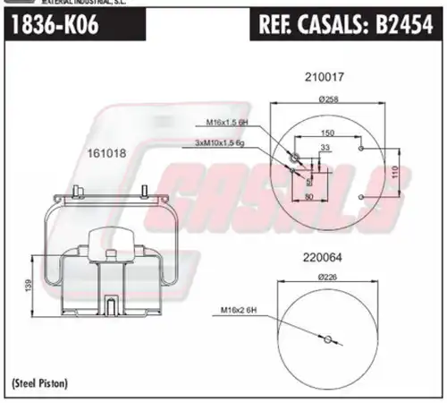 маншон, въздушно окачване CASALS B2454