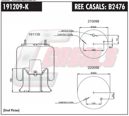 маншон, въздушно окачване CASALS B2476