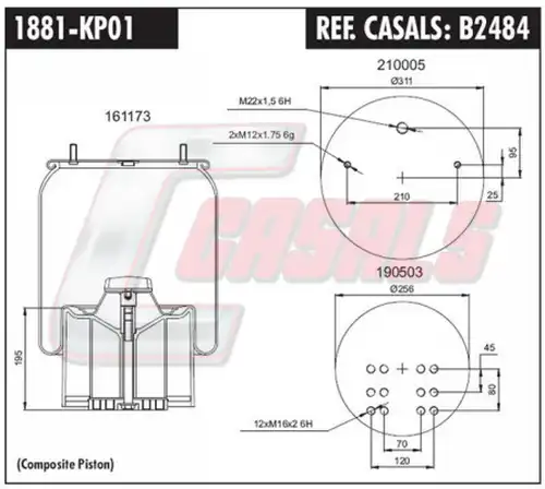 маншон, въздушно окачване CASALS B2484