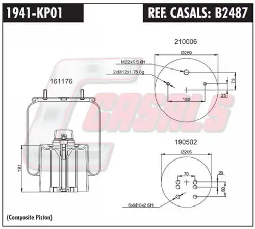 маншон, въздушно окачване CASALS B2487