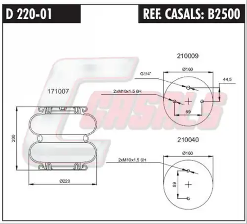 маншон, въздушно окачване CASALS B2500