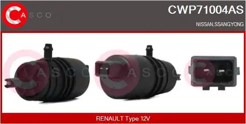 водна помпа за миещо устр., почистване на стъклата CASCO CWP71004AS