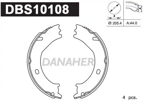 комплект спирачна челюст, ръчна спирачка DANAHER DBS10108