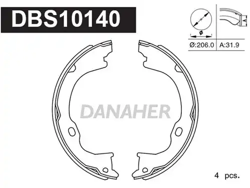 комплект спирачна челюст, ръчна спирачка DANAHER DBS10140